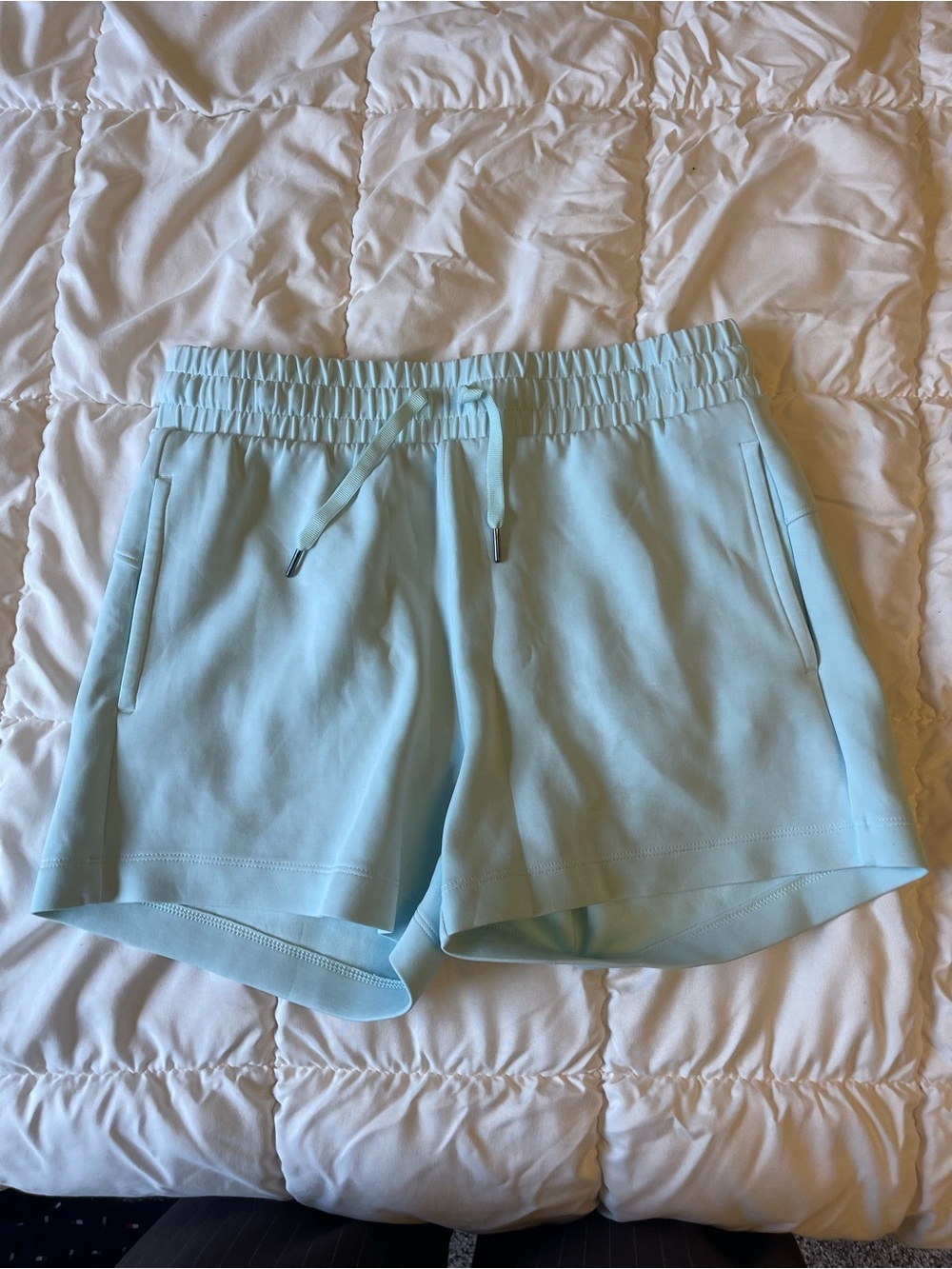 Luxe Pale Blue Women's Drawstring Athletic Shorts